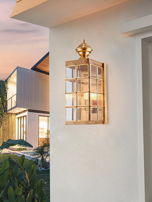 BrassAura | Elegant Minimalist Outdoor Wall Lantern for Stylish Illumination 5