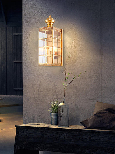 BrassAura | Elegant Minimalist Outdoor Wall Lantern for Stylish Illumination 6