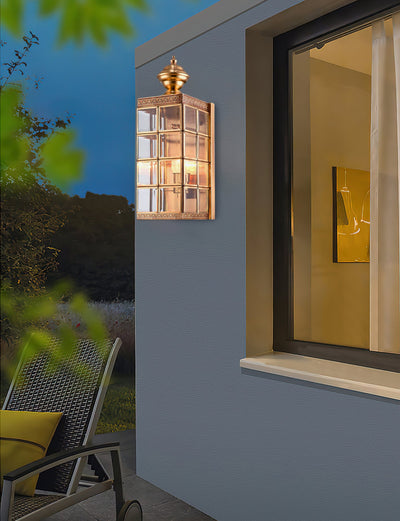 BrassAura | Elegant Minimalist Outdoor Wall Lantern for Stylish Illumination 8