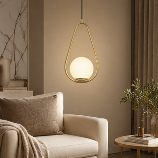 BrassSphere | Elegant Nordic Glass Pendant Light with Minimalist Design