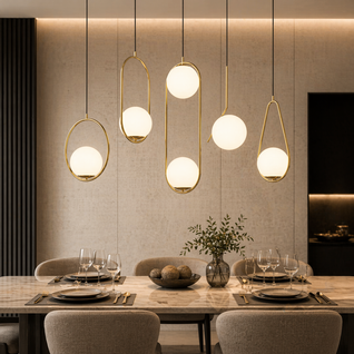 BrassSphere | Elegant Nordic Glass Pendant Light with Minimalist Design