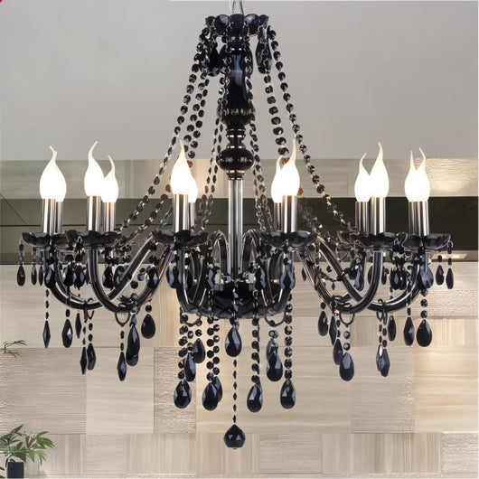 Brigitte | Elegant Modern Black Crystal Chandelier Light Fixture for Dining Room 2