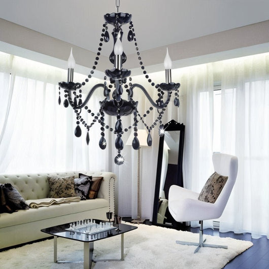 Brigitte | Elegant Modern Black Crystal Chandelier Light Fixture for Dining Room 3