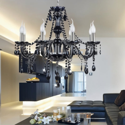 Brigitte | Elegant Modern Black Crystal Chandelier Light Fixture for Dining Room 4
