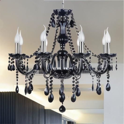Brigitte | Elegant Modern Black Crystal Chandelier Light Fixture for Dining Room 6