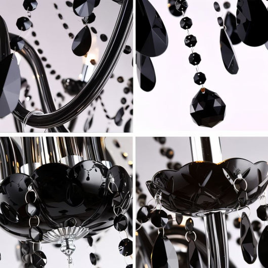 Brigitte | Elegant Modern Black Crystal Chandelier Light Fixture for Dining Room 8