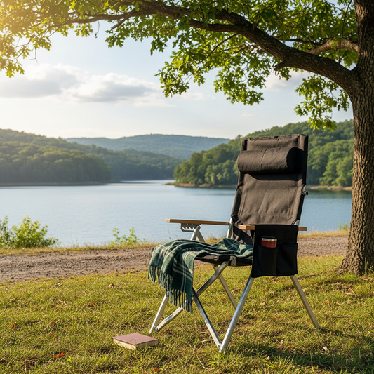 Camping Chair | Industrial Style | 5-Level Adjustable Backrest, Foldable Design | Outdoor Patio Use 0