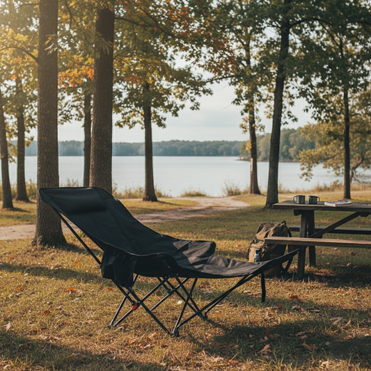 Camping Chair | Oxford Fabric & Carbon Steel | Adjustable Backrest & Footrest | Outdoor Patio Use 0