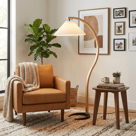 Caprani | Modern Scandinavian Beech Wood Floor Lamp for Living Room 2