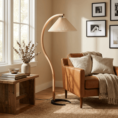 Caprani | Modern Scandinavian Beech Wood Floor Lamp for Living Room 3