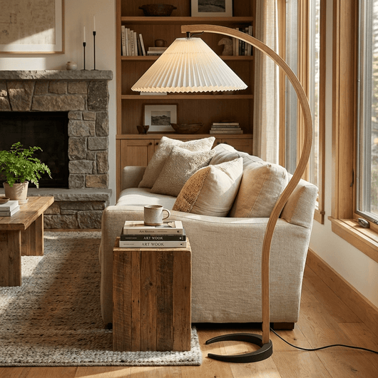Caprani | Modern Scandinavian Beech Wood Floor Lamp for Living Room 4