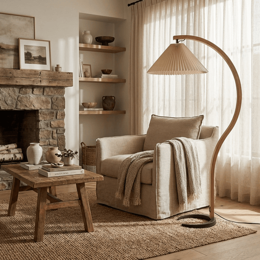 Caprani | Modern Scandinavian Beech Wood Floor Lamp for Living Room 6