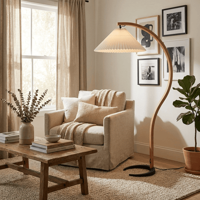 Caprani | Modern Scandinavian Beech Wood Floor Lamp for Living Room 8
