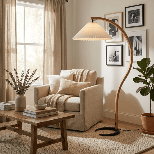 Caprani | Modern Scandinavian Beech Wood Floor Lamp for Living Room 8