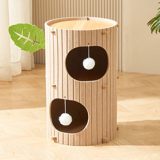 Cat Tower with Soft Sherpa Fleece and Durable MDF for Indoor Cats 0