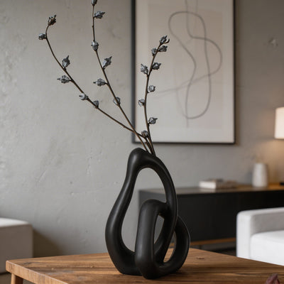 Ceramic Elegance | Modern Irregular Black or White Flower Vase for Dried Flowers 0