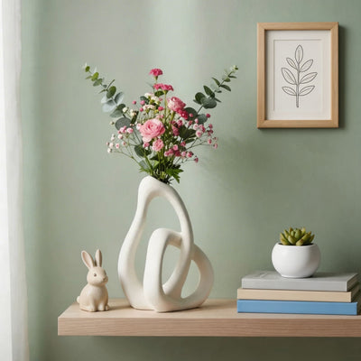 Ceramic Elegance | Modern Irregular Black or White Flower Vase for Dried Flowers 6