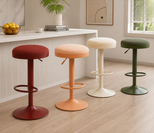 Cylindrical Bar Stool | Carbon Steel Frame | Height Adjustable & Swivel | Kitchen & Dining Room