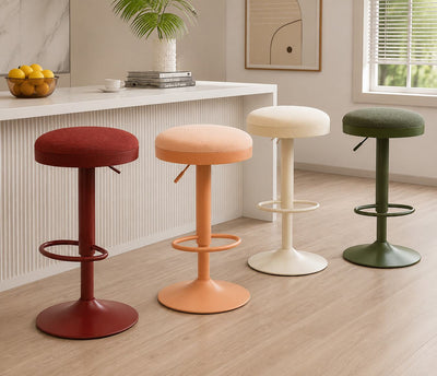 Cylindrical Bar Stool | Carbon Steel Frame | Height Adjustable & Swivel | Kitchen & Dining Room
