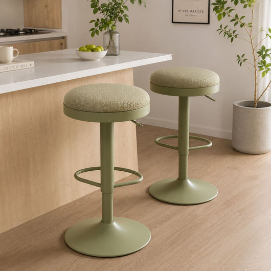 Cylindrical Bar Stool | Carbon Steel Frame | Height Adjustable & Swivel | Kitchen & Dining Room