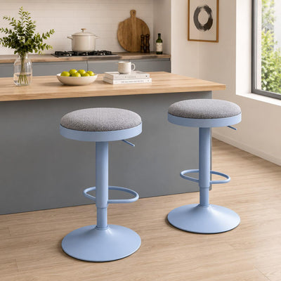 Cylindrical Bar Stool | Carbon Steel Frame | Height Adjustable & Swivel | Kitchen & Dining Room