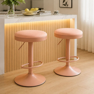 Cylindrical Bar Stool | Carbon Steel Frame | Height Adjustable & Swivel | Kitchen & Dining Room
