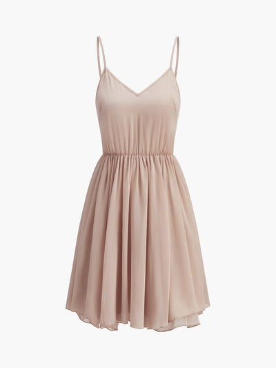Chloe | Women's Dress Ruffle Mock Neck Short Sleeve Soft Pink Chiffon Adult Spring 7