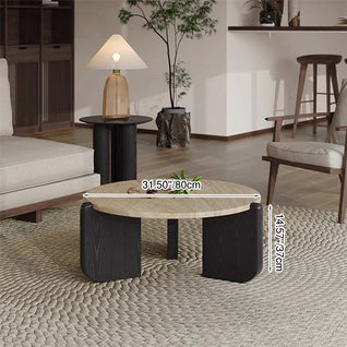Coffee Table | Sintered Stone Top | Solid Wood Base | Modern Minimalist Design for Living Room
