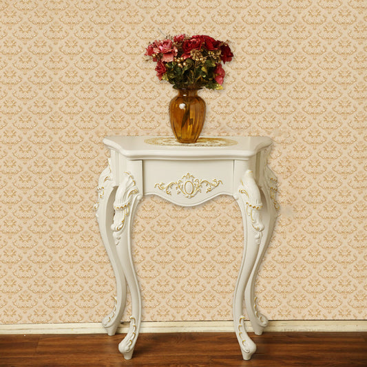 Console Table | European Style with Arc Carved Legs | Durable Pine & Nano Resin | Elegant Entryway Furniture 0