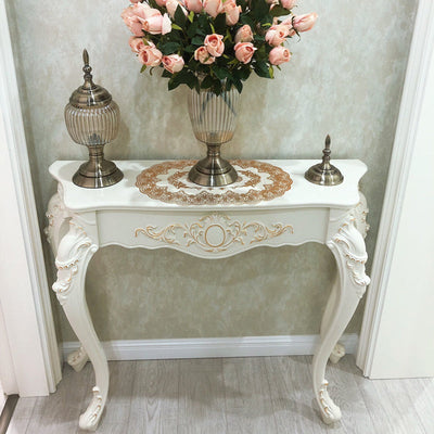Console Table | European Style with Arc Carved Legs | Durable Pine & Nano Resin | Elegant Entryway Furniture 8