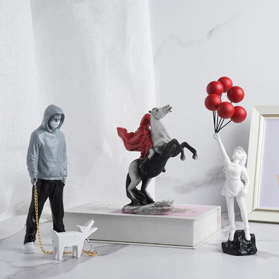 Contemporary Art Sculpture | Banksy Inspired Flower Thrower Statue for Living Room or Office Decor 6