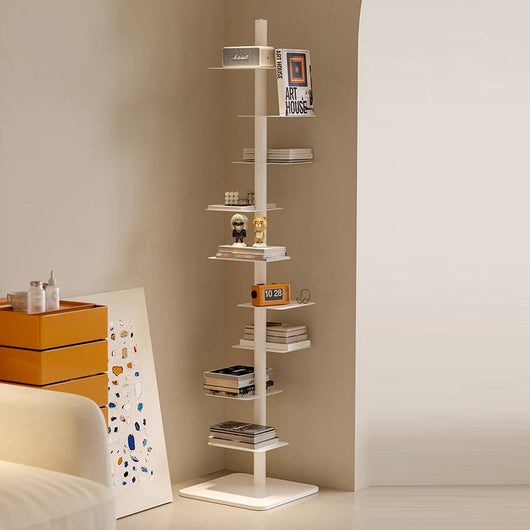 Corner Bookshelf | Mid-Century Carbon Steel, 9-Tier Spiral Design | Stylish Storage for Home Office 0