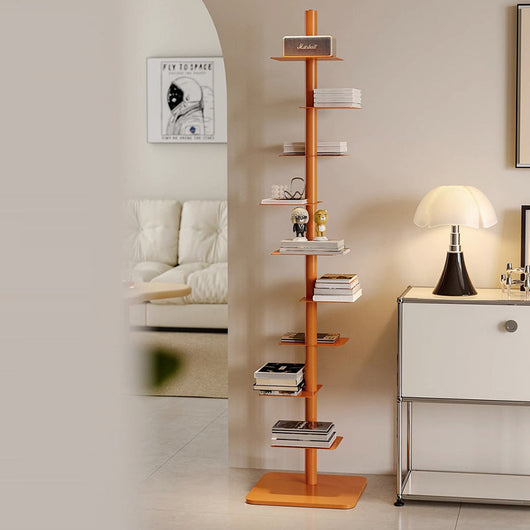 Corner Bookshelf | Mid-Century Carbon Steel, 9-Tier Spiral Design | Stylish Storage for Home Office 10