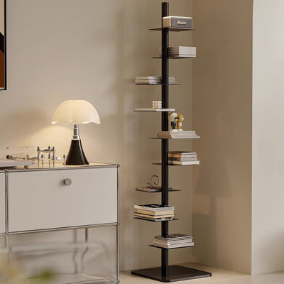Corner Bookshelf | Mid-Century Carbon Steel, 9-Tier Spiral Design | Stylish Storage for Home Office 9