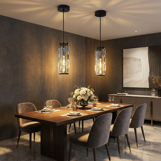 CrystalAura | Elegant Mini Pendant Light for Kitchen Island with Iron Frame