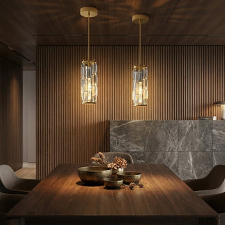 CrystalAura | Elegant Mini Pendant Light for Kitchen Island with Iron Frame