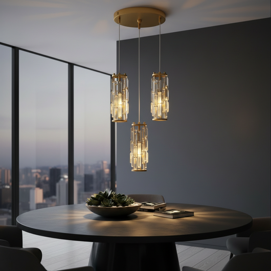 CrystalAura | Elegant Mini Pendant Light for Kitchen Island with Iron Frame 4