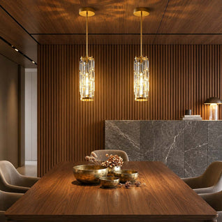 CrystalAura | Elegant Mini Pendant Light for Kitchen Island with Iron Frame