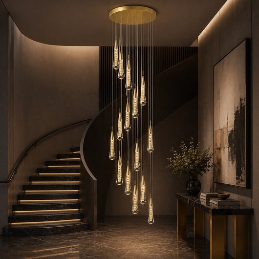 CrystalAura | Elegant Modern Crystal Chandelier with Gold Finish 10