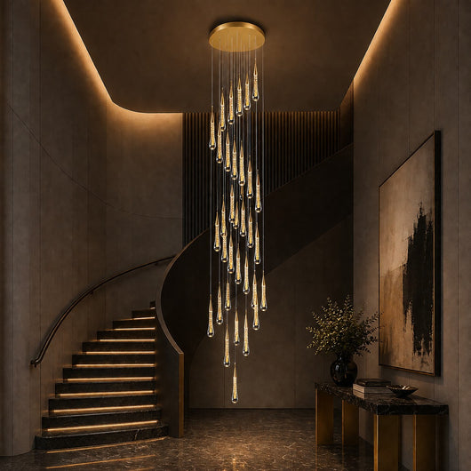 CrystalAura | Elegant Modern Crystal Chandelier with Gold Finish 11