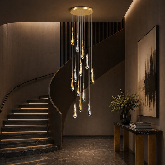 CrystalAura | Elegant Modern Crystal Chandelier with Gold Finish 9