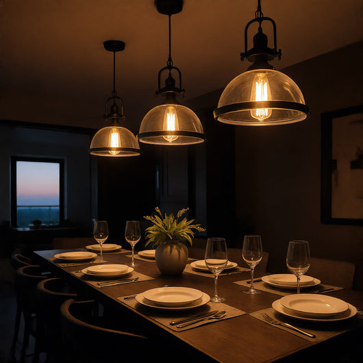CrystalGlow | Elegant Black Adjustable Glass Pendant Light for Kitchen Island 1