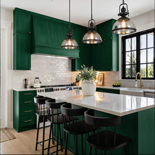 CrystalGlow | Elegant Black Adjustable Glass Pendant Light for Kitchen Island 2