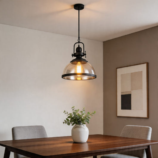 CrystalGlow | Elegant Black Adjustable Glass Pendant Light for Kitchen Island 3