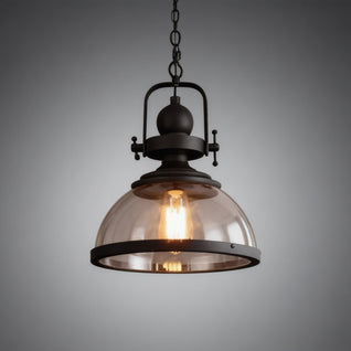CrystalGlow | Elegant Black Adjustable Glass Pendant Light for Kitchen Island