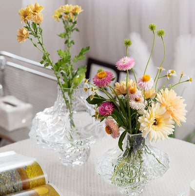 Decorative Glass Vase - Sculpted Rippled Design, Smoky Gray - Elegant Centerpiece for Living Room & Dining Table 3