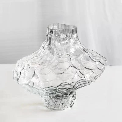 Decorative Glass Vase - Sculpted Rippled Design, Smoky Gray - Elegant Centerpiece for Living Room & Dining Table 6