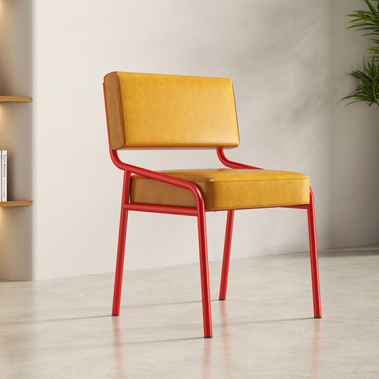 Dining Chair with Oil-Waxed Leather Cushion and Carbon Steel Frame | Vintage Style for Dining Room 0