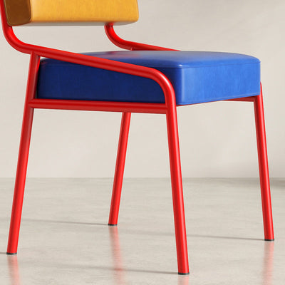 Dining Chair with Oil-Waxed Leather Cushion and Carbon Steel Frame | Vintage Style for Dining Room 5