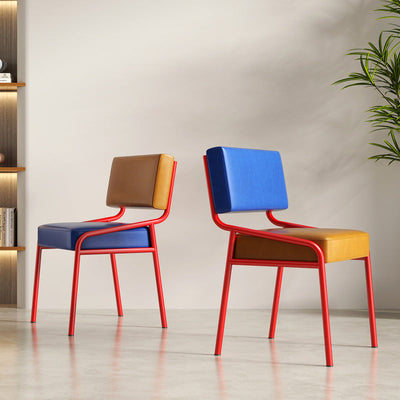 Dining Chair with Oil-Waxed Leather Cushion and Carbon Steel Frame | Vintage Style for Dining Room 9